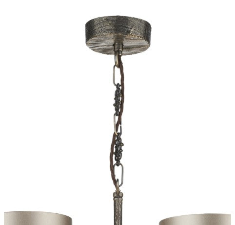 Joshua Bronze 5 Light Pendant with Olive Green Silk Shades (other shade colours available) - ID 10260