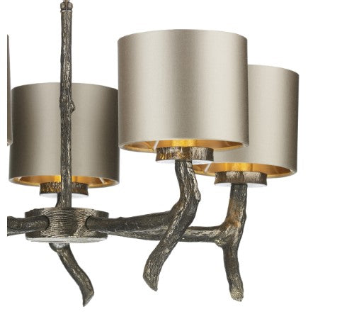 Joshua Bronze 5 Light Pendant with Almond Cream Satin Shades (other shade colours available) - ID 10259