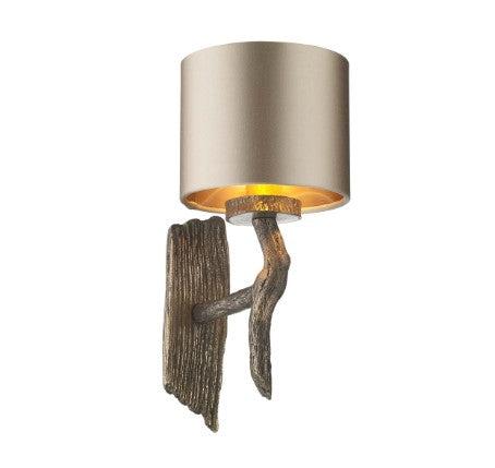 Joshua Bronze Wall Light with Almond Cream Satin Shade (other shade colours available) - ID 10262