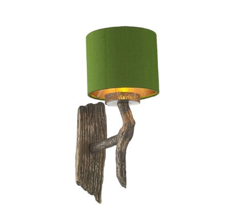 Joshua Bronze Wall Light with Olive Green Silk Shade (other shade colours available) - ID 10263