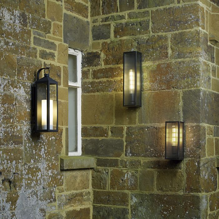 Halcrow Rubbed Bronze & Ribbed Glass Small Outdoor Wall Light - ID 9280