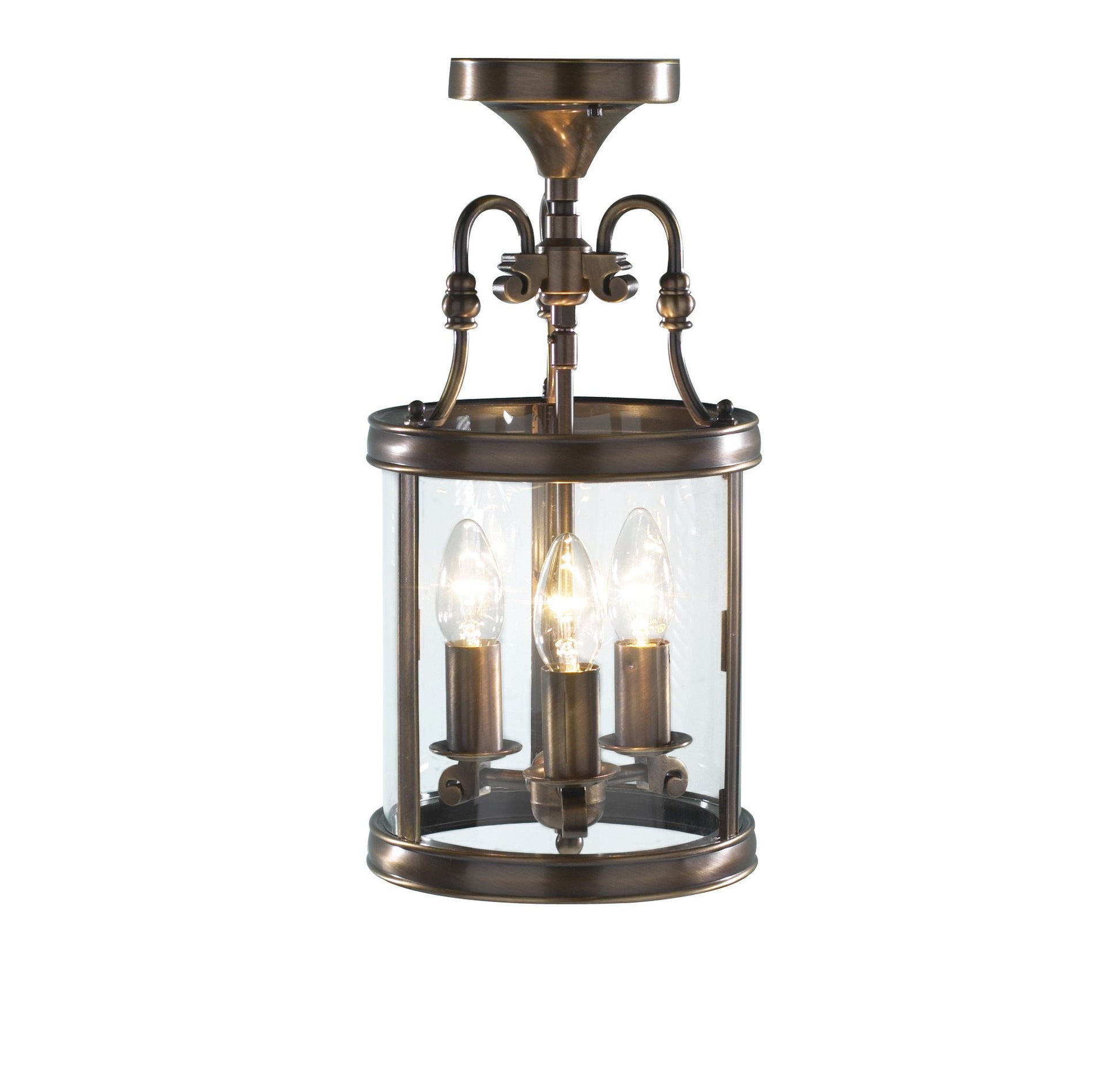 Lambeth Antique Brass Ceiling Lantern - London Lighting - 1