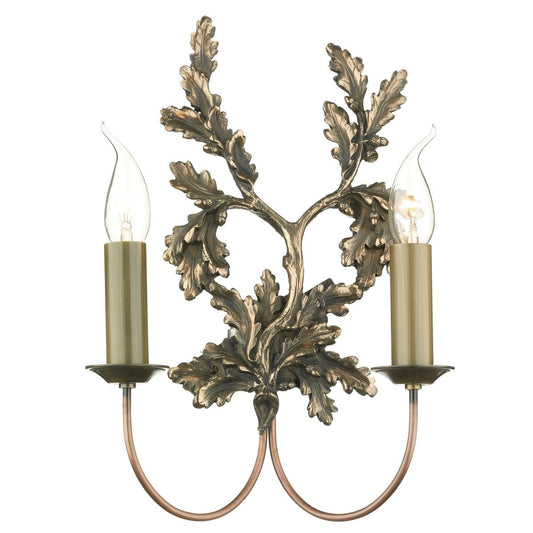 Classic Leaf Bronze 2 Lights Wall Light - London Lighting - 1