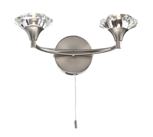 Dar Luther Satin Chrome Double Arm Wall Light - London Lighting - 1