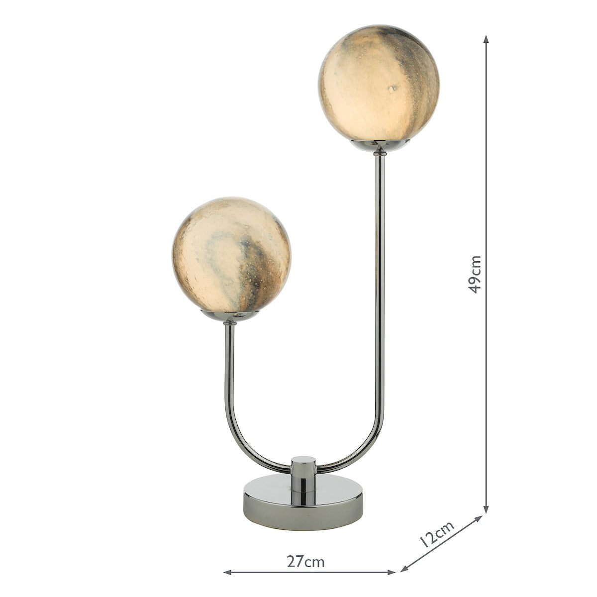 MIK 2 Light Glass & Chrome Planetary Table Lamp - ID 12225