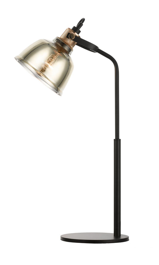 Knurled Black Metal Desk Lamp with Gold Glass - ID 11433