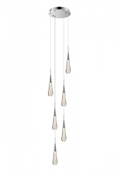 TOR Glass Droplet 6 Light Multi Pendant With Chrome Detailing - ID 12244