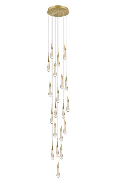 TOR Glass Droplet 20 Light Multi Pendant With Gold Detailing - ID 12251