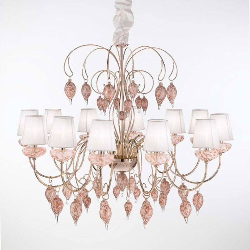 Royal Gala Murano Glass 12 Light Chandelier