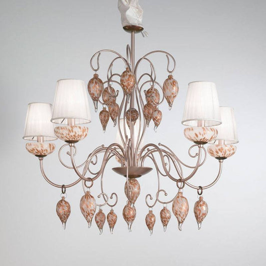 Royal Gala Murano Glass 5 Light Chandelier