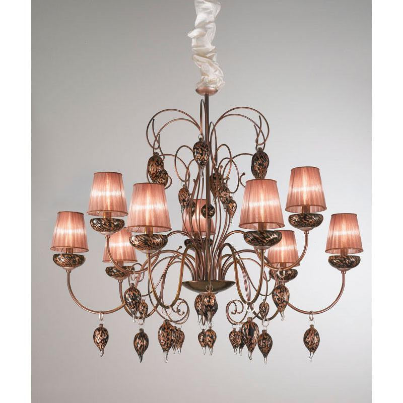 Royal Gala Murano Glass 9 Light Chandelier