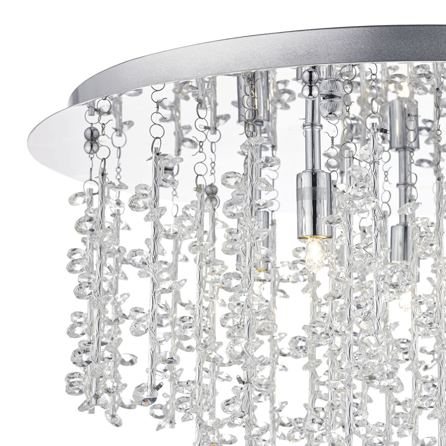 Oakleigh Polished Chrome & Crystal 5 Lamp Flush Ceiling Light - ID 5814 limited stock