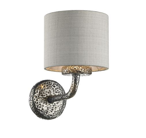 Sloane Wall Light Pewter With Grey & Silver Shade (other shade colours available) - ID 10247
