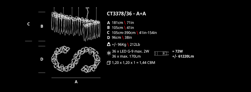 Serip Niagara S Shape Bespoke Chandelier - London Lighting - 5