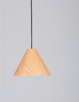 WER Natural Wood & Dark Brown Fabric Cable Single Pendant - ID 10433