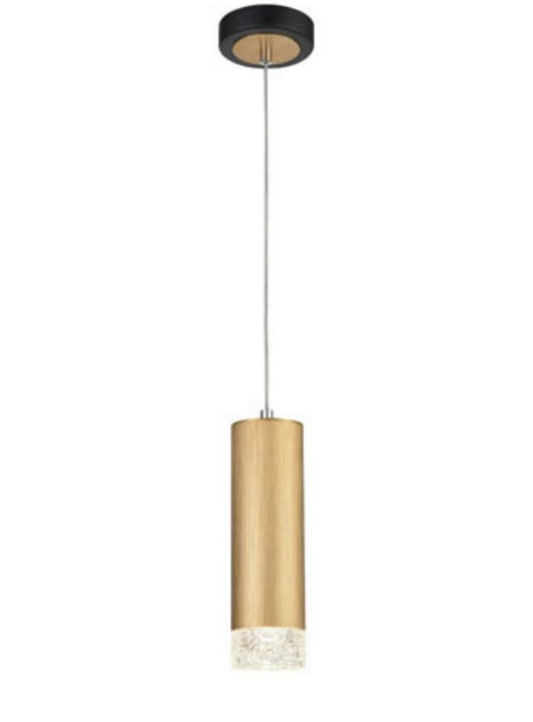 Stepton Brushed Satin Gold & Textured Glass 1 Light Single Pendant - ID 10635