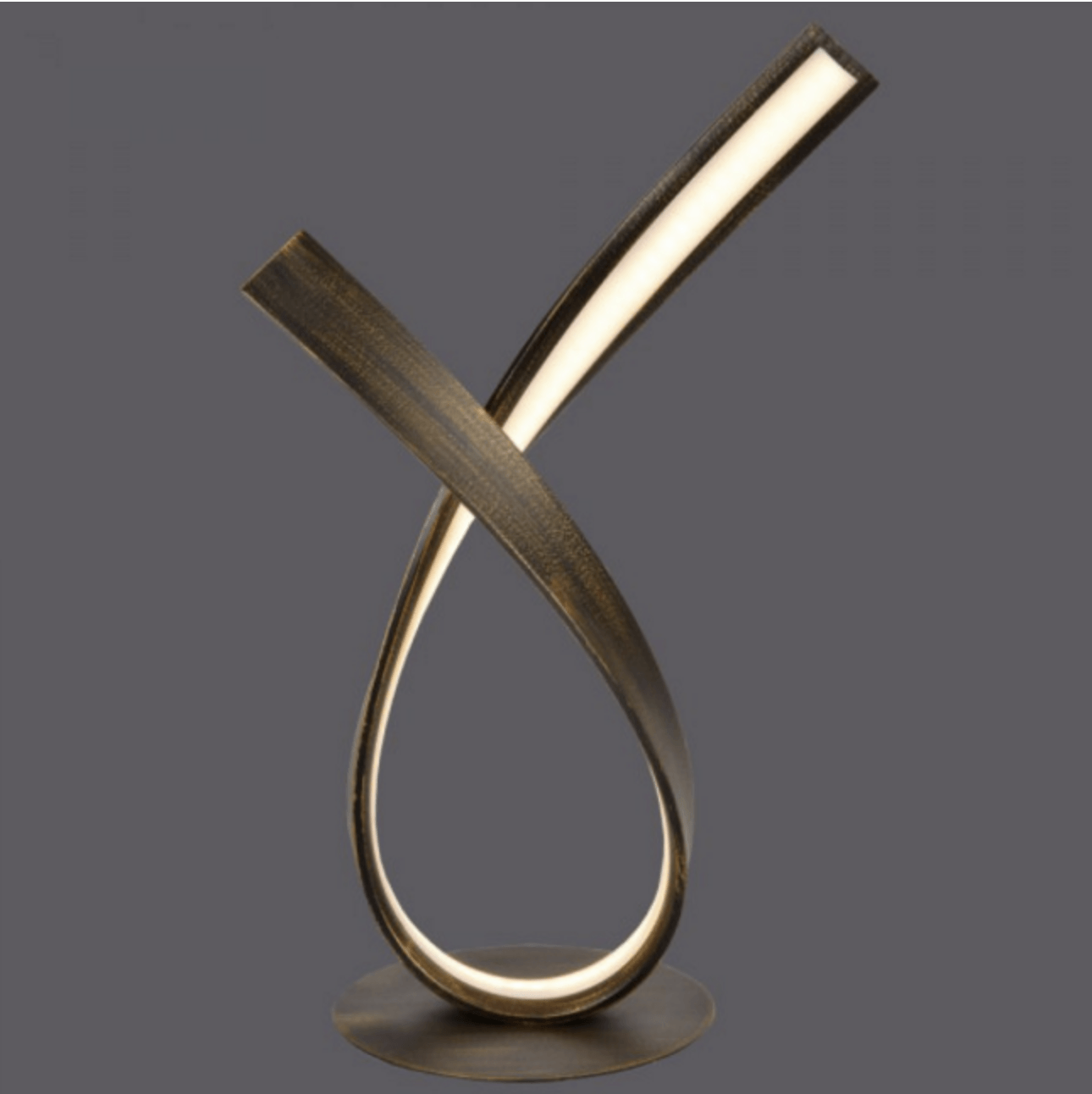 Curved Steel Table Lamp In Rust Finish - ID 6773