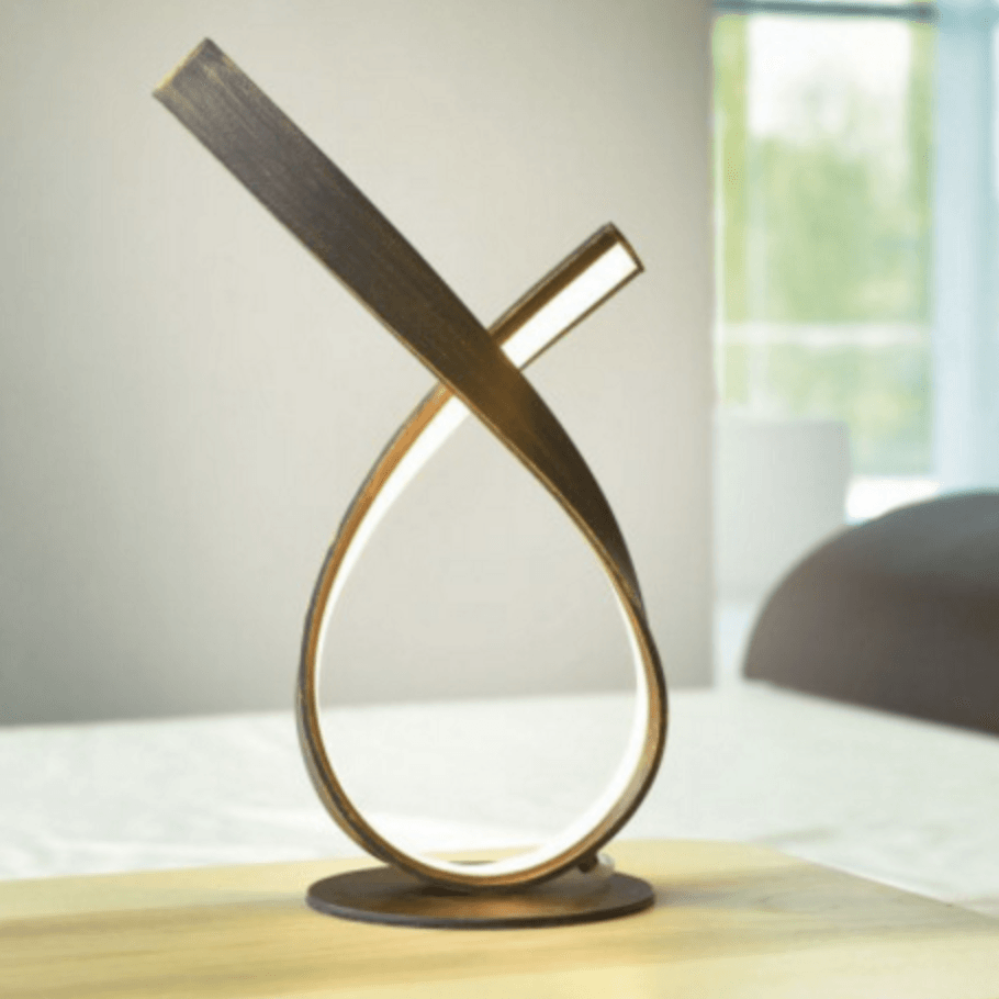 Curved Steel Table Lamp In Rust Finish - ID 6773