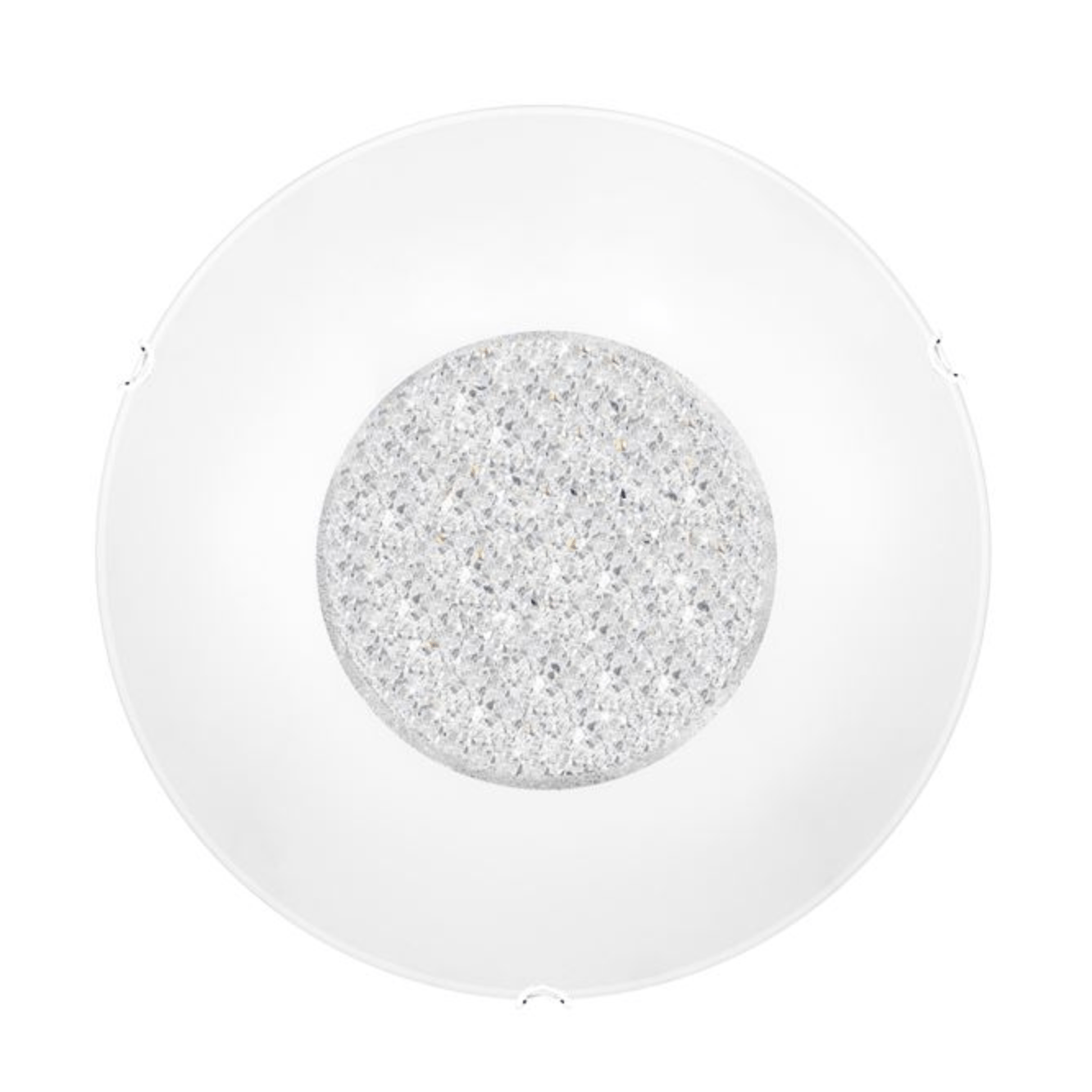 Large White Glass & Crystal Ceiling Light - ID 7377