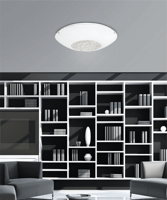 Medium White Glass & Crystal Ceiling Light - ID 7489