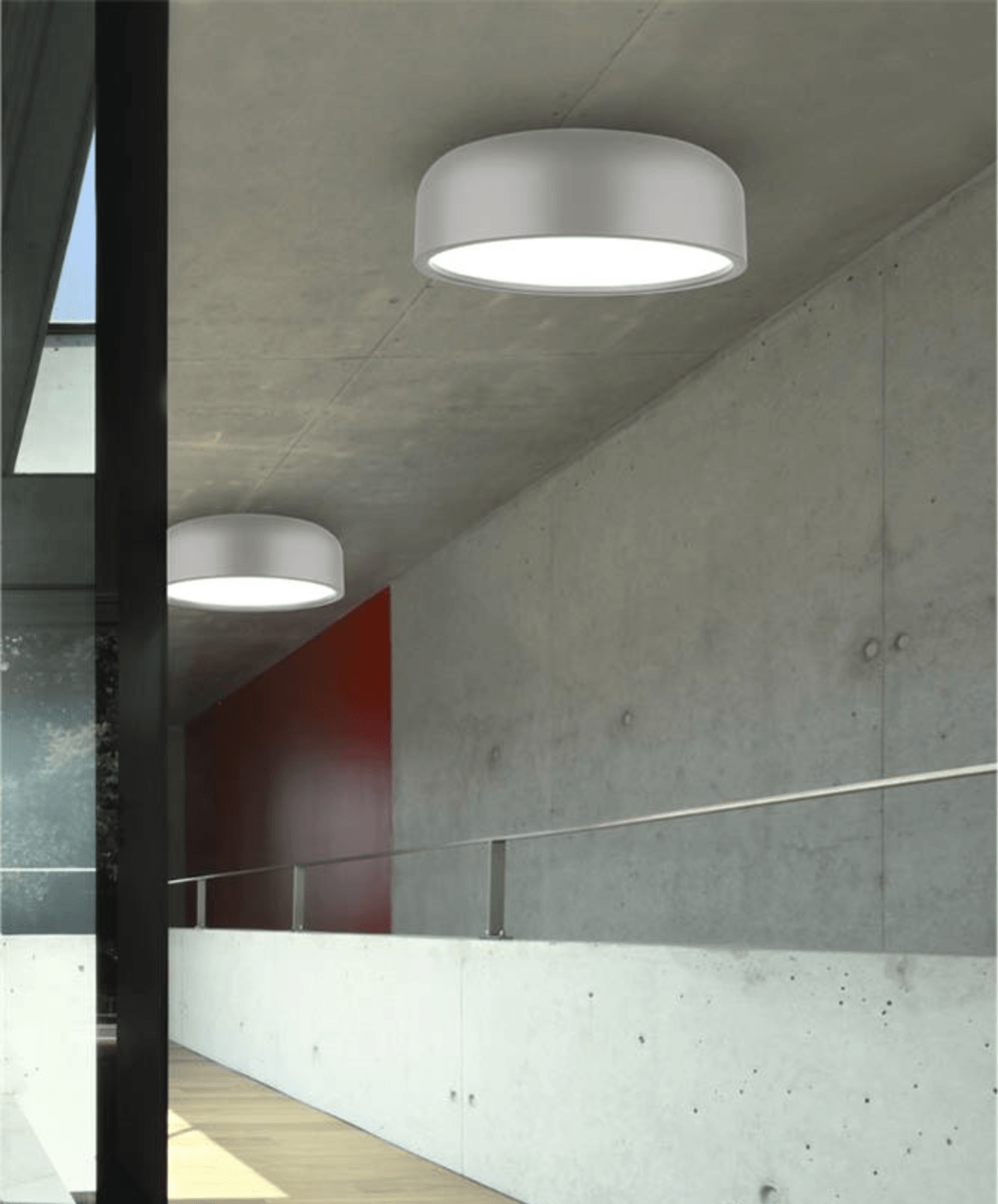 Steel & Acrylic Matt Elephant Grey Flush Ceiling Light - ID 7382