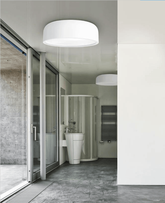 Steel & Acrylic Matt White Flush Ceiling Light - ID 7383
