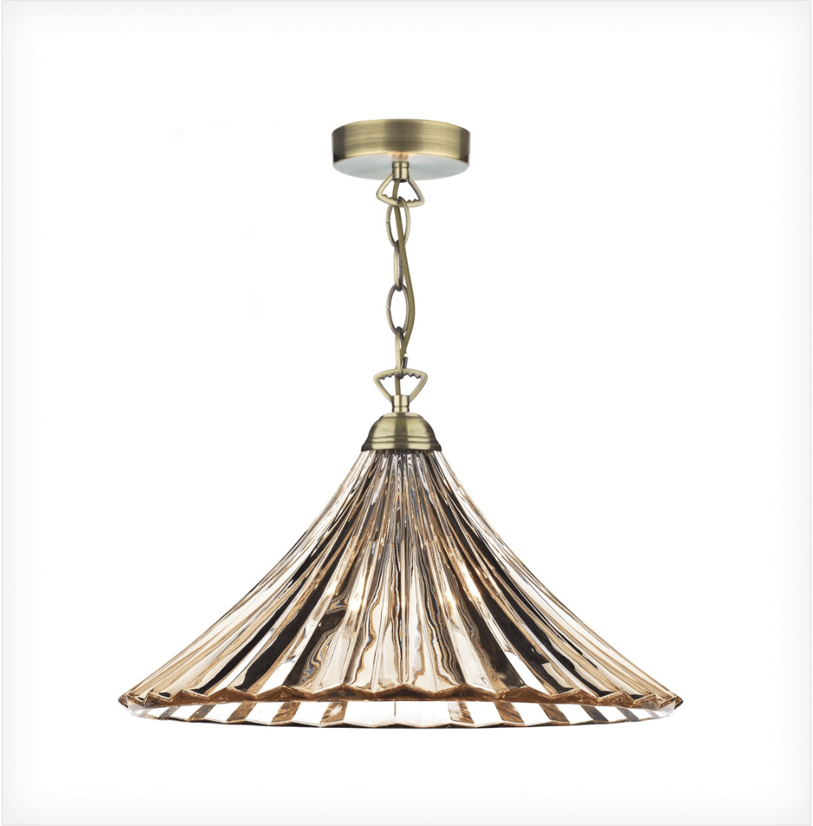 Loxwood Large Antique Brass and Glass Single Pendant - ID 3448