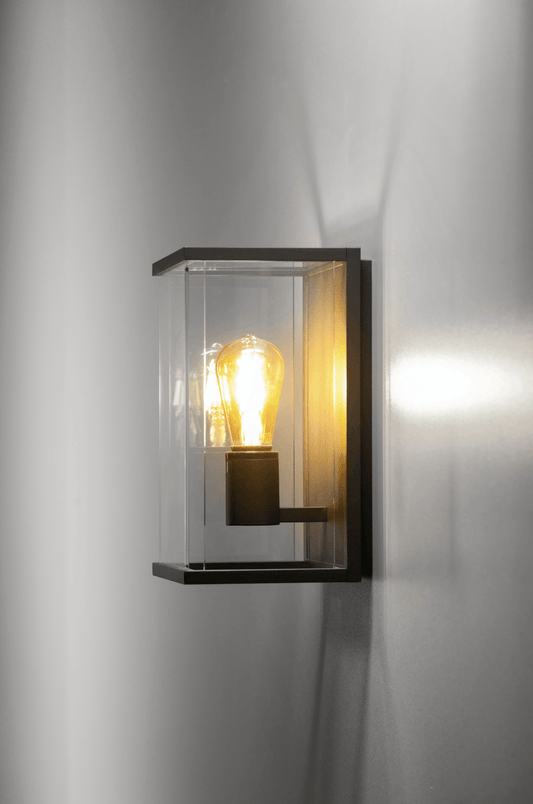 Holt/Matt Modern Glass Box Lantern IP54 Exterior Wall Light - ID 6697
