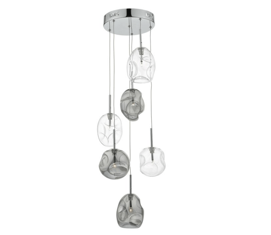 Ruxley Polished Chrome and Glass Cluster Pendant - ID 6288