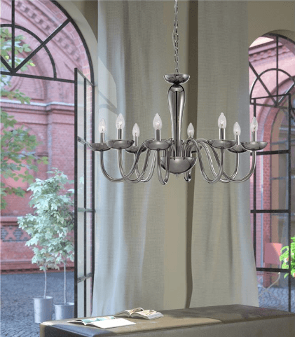 Chingford 8 Lamp Smoked Glass & Chrome Chandelier - ID 8013