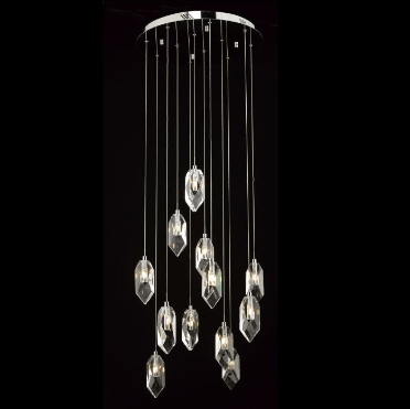 Heston 12 Light Faceted Crystal Cluster Pendant - ID 8092