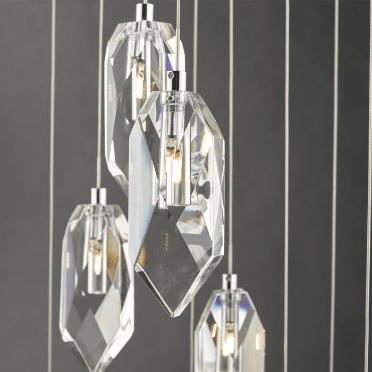 Heston 12 Light Faceted Crystal Cluster Pendant - ID 8092