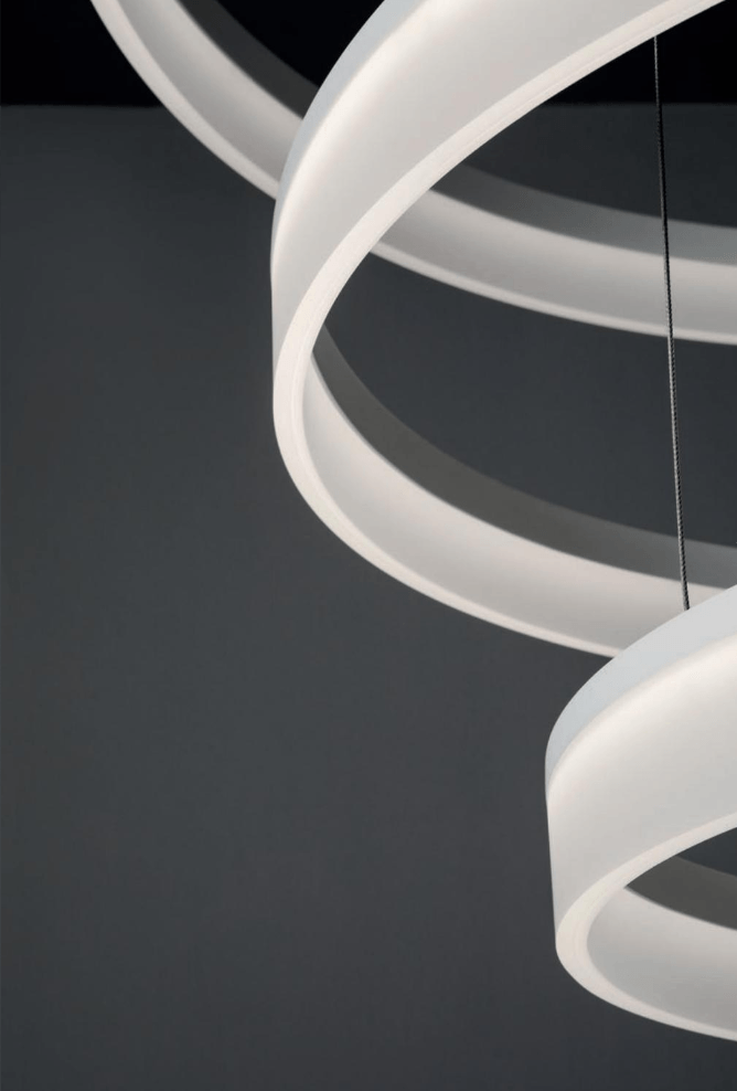 Gidea White 3 Ringed Large Suspension Pendant - ID 6964