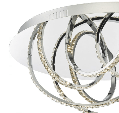Woodford Polished Chrome and Crystal Large Flush LED Ceiling Light - ID 8151