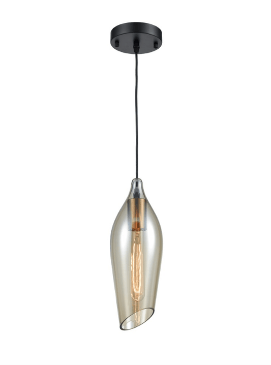 Bexley Small Angled Cut Amber Glass Single Pendant - ID 8398