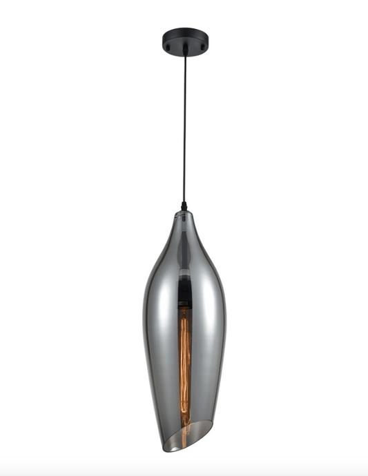 BexleyLarge Angle Cut Smoked Glass Single Pendant - ID 8400