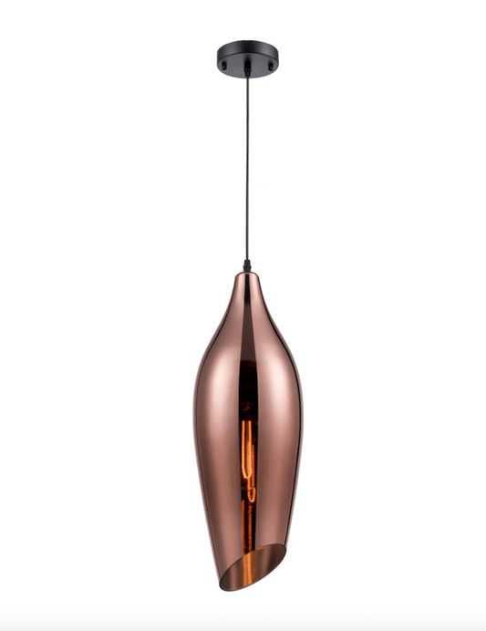 Bexley Large Angle Cut Copper Coloured Glass Single Pendant - ID 8402