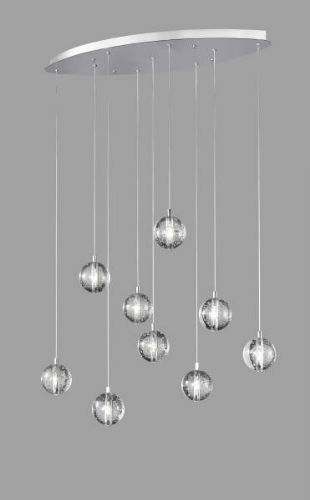 Bubbled Glass 9 Lamp LED Oval Bar Pendant ID 8690 London