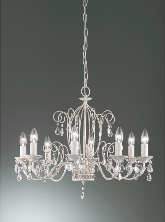Coulsdon 8 Arm Iron Ceiling Light In white With Gold Highlights - ID 8704