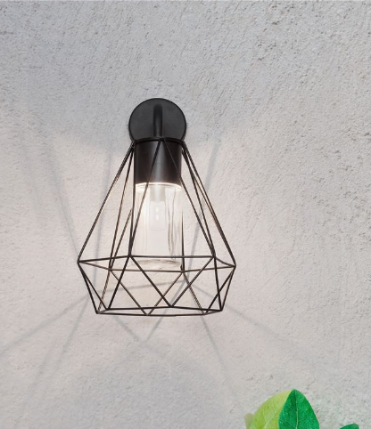 Black Wire Frame Aluminium Outdoor Wall Light IP54 - ID 9366