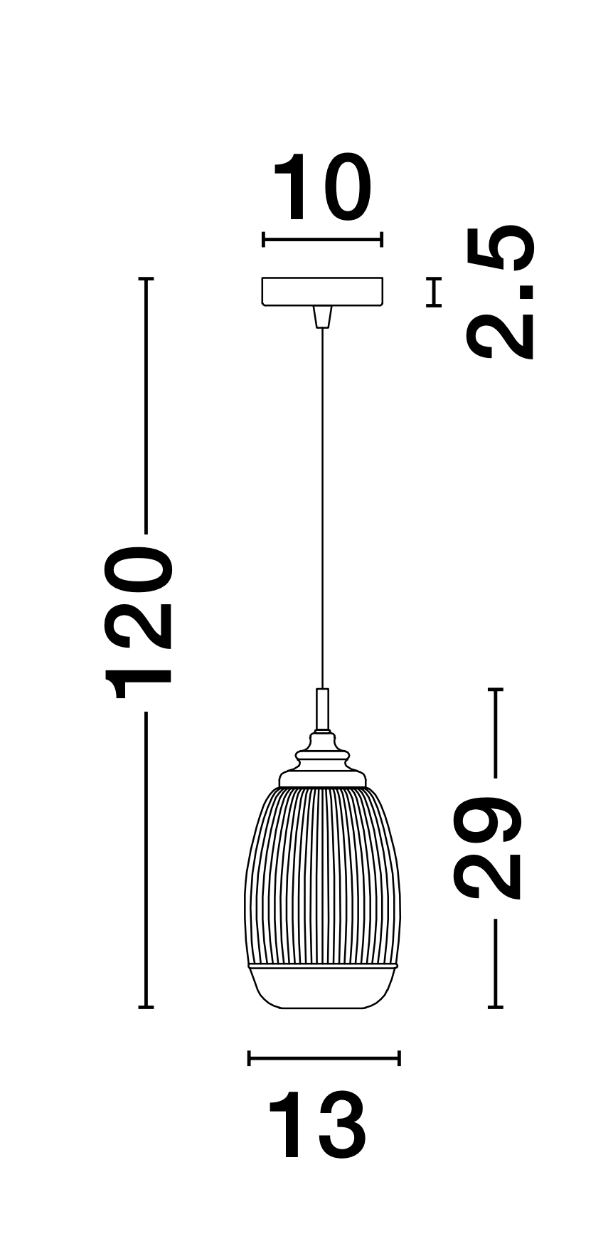 MON Clear Lined Enclosed Glass & Gold Metal Single Pendant Tall - ID 10024