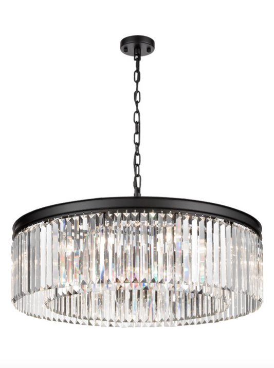 PERO Circular 80cm Black Metal & Crystal Pendant - ID 10330