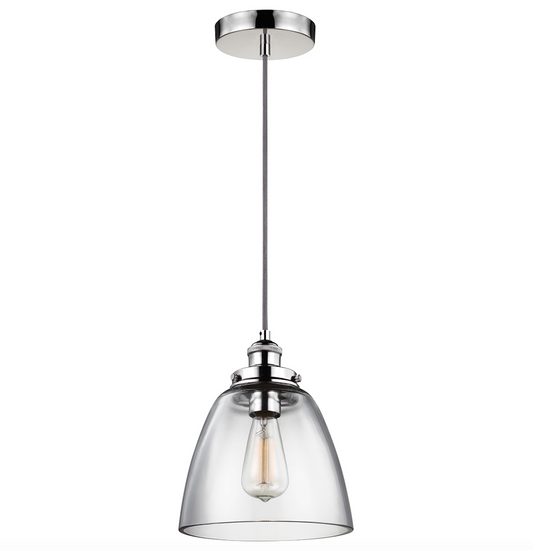 Burtham Polished Nickel Small Single Pendant - ID 10335