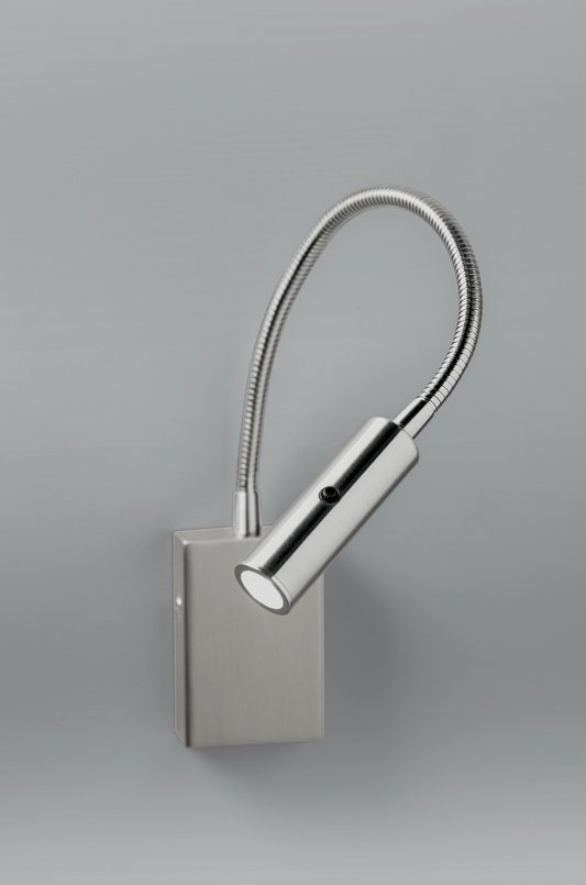 Satin Chrome Flexible Bedside Reading Light with Switch on Head - ID 10430
