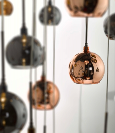 Hadrian 30 Lamp Cluster Pendant In Black Chrome & Multi Colour - ID 9416