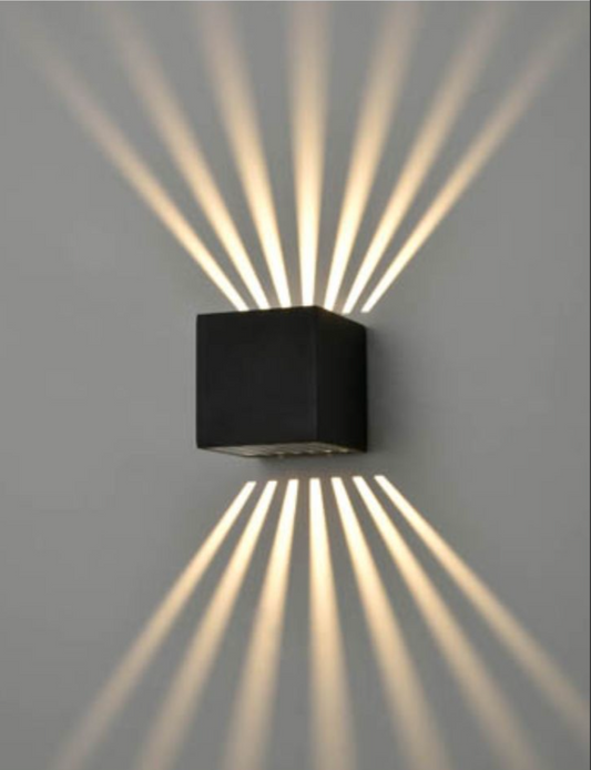 AUR Compact Square Light Pattern Aluminium Matt Black Outdoor Wall Light - ID 10817