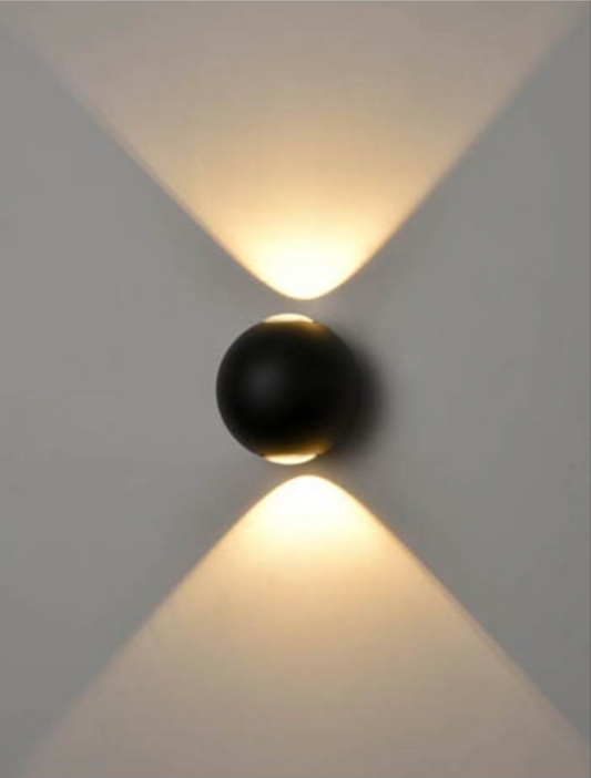 AUR Compact Globe Light Pattern Aluminium Matt Black Outdoor Wall Light - ID 10819