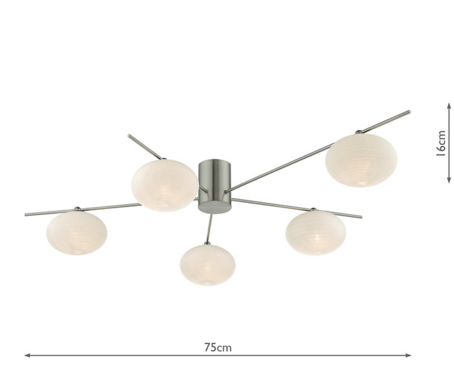 JAS Five Light Semi Flush Ceiling Light In Satin Nickel With Opal Glass - ID 11239