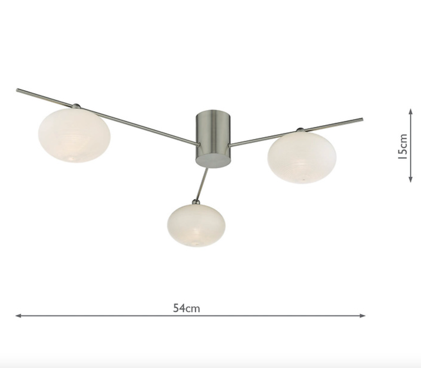 JAS Three Light Semi Flush Ceiling Light In Satin Nickel With Opal Glass - ID 11240