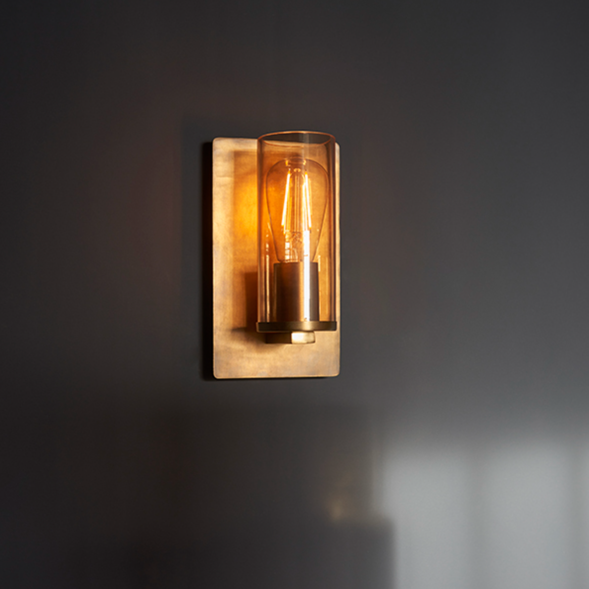 Brass Patina & Champagne Lustre Glass Wall Light - ID 11109